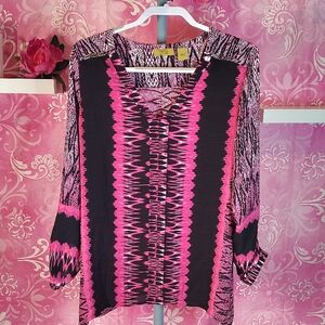 Vibrant Pink and Black Women's Blouse